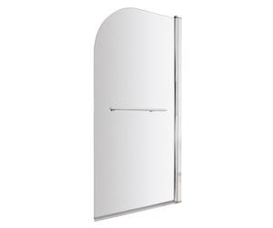 Balterley 790 x 1430mm Bath Shower Screen, Round Corner Shower Screens for Baths with Towel Rail, 6mm Toughened Safety Bath Door Screen, 180° Pivot Reversible Door Screens for Straight Baths (Chrome)