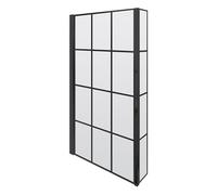 Balterley 795 x 1430mm L-Shaped Bath Shower Screen, Square Framed Shower Screens for Baths, Fixed Return Panel, 6mm Toughened Safety Bath Door Screen, 180° Pivot Reversible Door Screens (Black)