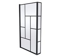 Balterley 795 x 1430mm L-Shaped Bath Shower Screen, Square Framed Shower Screens for Baths, Fixed Return Panel, 6mm Toughened Safety Bath Door Screen, 180° Pivot Reversible Door Screens (Black)