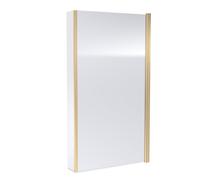 Contemporary 6mm Toughened Safety Glass Square Hinged Bath Screen with Fixed Return - 1430 x 795 x 24mm - Brushed Brass