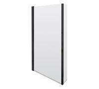 Balterley 795 x 1490mm L-Shaped Bath Shower Screen, Shower Screens for Baths with Fixed Return Panel, 6mm Toughened Safety Bath Door Screen, 180° Pivot Reversible Door Screens (Matt Black)