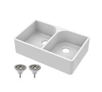 Balterley 795mm - 2 Bowl Fireclay Butler Kitchen Sink - Full Weir & Wastes