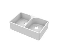 Balterley 795mm Butler White Kitchen Sink, Double Bowl Flush Weir, No Tap Hole, Durable Butler Fireclay Ceramic Kitchen Sink Bowl, Large Apron Front Farmhouse Sinks - 795 x 500 x 220mm (White)