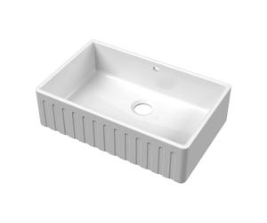 Balterley 795mm Butler White Kitchen Sink, Fluted Front Single Bowl with Overflow Hole, Durable Butler Fireclay Ceramic Kitchen Sink Bowl, Apron Front Farmhouse Sinks - 795 x 500 x 220mm (White)