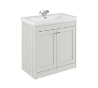 Balterley 800mm Floor Standing 2 Door Unit With Classic Basin 1 Tap Hole - Satin White