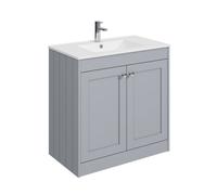Balterley Butterton 800mm Floor Standing 2 Door Unit With Minimalist Basin 1 Tap Hole - Satin Grey