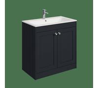 Balterley Butterton 800mm Floor Standing 2 Door Unit With Stone Basin 1 Tap Hole - Satin Dark Grey