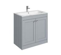 Balterley 800mm Floor Standing 2 Door Unit & Stone Basin 1 Tap Hole - Satin Grey