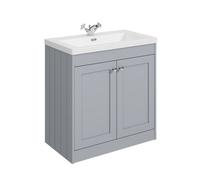 Balterley Butterton 800mm Floor Standing 2 Door Unit With Minimalist Basin 1 Tap Hole - Satin Grey