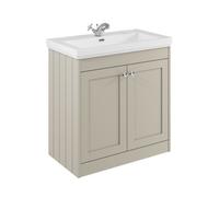 Balterley 800mm Floor Standing 2 Door Unit With Classic Basin 1 Tap Hole - Pebble Grey