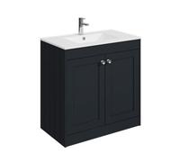 Balterley 800mm Floor Standing 2 Door Unit With Minimalist Basin 1 Tap Hole - Satin Dark Grey
