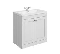 Balterley 800mm Floor Standing 2 Door Unit With Minimalist Basin 1 Tap Hole - Satin White