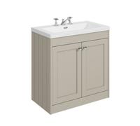 Balterley 800mm Floor Standing 2 Door Unit With Minimalist Basin 3 Tap Hole - Pebble Grey
