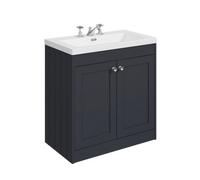 Balterley 800mm Floor Standing 2 Door Unit With Minimalist Basin 3 Tap Hole - Satin Dark Grey