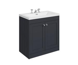 Balterley 800mm Floor Standing 2 Door Unit With Minimalist Basin 3 Tap Hole - Satin Dark Grey