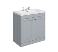 Balterley 800mm Floor Standing 2 Door Unit With Minimalist Basin 3 Tap Hole - Satin Grey