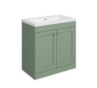 Balterley 800mm Floor Standing 2 Door Unit With Minimalist Basin No Tap Hole - Satin Green