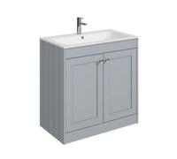 Balterley 800mm Floor Standing 2 Door Unit With Stone Basin 1 Tap Hole - Satin Grey