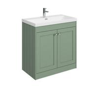 Balterley 800mm Floor Standing 2 Door Unit With Thin Edge Basin 1 Tap Hole - Satin Green