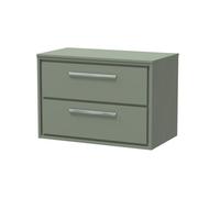 Balterley 800mm Framed Design Wall Hung 2 Drawer Vanity With Worktop - Fern Green
