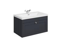 Balterley 800mm Wall Hung 1 Drawer Unit, Minimalist Basin 1 Tap Hole Dark Grey Balterley Grey