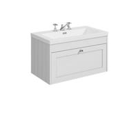 Balterley 800mm Wall Hung 1 Drawer Unit With Minimalist Basin 3 Tap Hole - Satin White