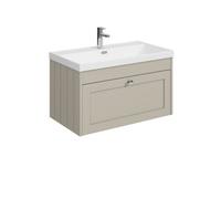 Balterley 800mm Wall Hung 1 Drawer Unit With Thin Edge Basin 1 Tap Hole - Pebble Grey