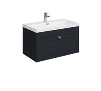 Balterley 800mm Wall Hung 1 Drawer Unit With Thin Edge Basin 1 Tap Hole - Satin Dark Grey