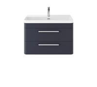 Balterley 810mm Wall Hung 2 Drawer Vanity Unit with Ceramic Basin - Indigo Blue