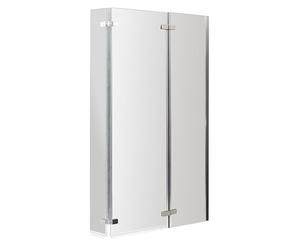 Balterley 812 x 1400mm L-Shaped Bath Shower Screen, Shower Screens for Baths, 6mm Chrome Toughened Safety Bath Door Screen, Centre Hinge & Return Panel, Reversible Door Screens for L-Shaped (Chrome)