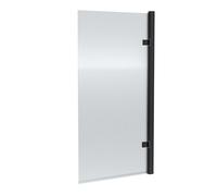 Balterley 830 x 1520mm Bath Shower Screen, Fluted Rectangular Shower Screens for Baths, 8mm Toughened Safety Bath Door Screen, Hinged Reversible Door Screens for Baths (Black)
