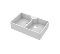 Fireclay 2 Bowl Stepped Weir Butler Sink Tap Ledge Overflow 895mm Balterley White One Size