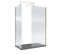 Balterley Fluted 8mm Glass Walk In Wetroom Screens & Shower Tray, 1400 x 900mm in Metallics Balterley Metallics