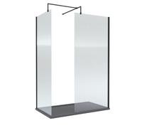 Balterley Fluted 8mm Glass Walk In Wetroom Screens & Shower Tray, 1400 x 900mm in Black Balterley Black