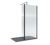 Balterley 8mm Fluted Glass Wetroom Screen, Return Black & Tray 1400 x 800m Balterley Black