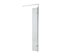 Fluted 8mm Toughened Safety Glass Hinged Return Screen with Support Bar, Chrome - 300mm