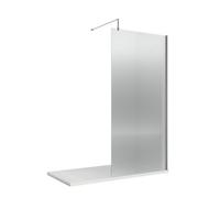 8mm Toughened Safety Glass Wetroom Screen & Support Bar, 1850mm x 900mm - Chrome