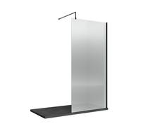 Balterley 8mm Fluted Wetroom Screen & Support Bar: 1850mm x 900mm, Black Balterley Black