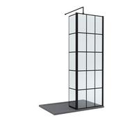 8mm Glass Wetroom Screen, Return Black Framed and Tray 1200 x 800mm Balterley Grey One Size