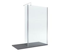 Balterley 8mm Glass Wetroom Screen & Return Chrome & Grey Tray 1700 x 800mm in Silver Balterley Silver