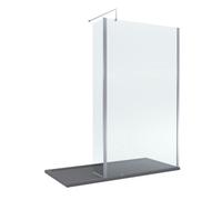 8mm Glass Wetroom Screen and Return Chrome and Grey Tray 1700 x 900mm Balterley Grey One Size
