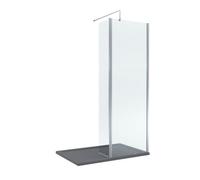 Balterley 8mm Glass Walk In Wetroom Screen And Hinged Return Screen With Chrome Profile And Grey Shower Tray - 1200 X 900mm