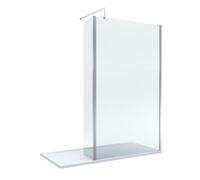 Balterley 8mm Glass Walk In Wetroom Screen And Hinged Return Screen With Chrome Profile And Shower Tray - 1700 X 800mm