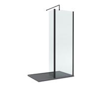 Balterley 8mm Glass Wetroom Screen, Return Matt Black & Grey Tray 1200 x 800mm Balterley Black