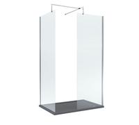 Balterley 8mm Glass Walk In Wetroom Screens With Chrome Profile And Slate Grey Shower Tray - 1200 X 900mm