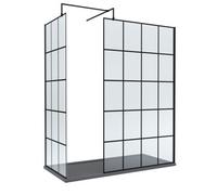 8mm Glass Walk In Wetroom Screens with Matt Black Framed Design and Slate Grey Shower Tray - 1700 x 800mm