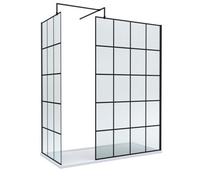 Balterley 8mm Glass Walk In Wetroom Screens With Matt Black Framed Design And White Shower Tray - 1700 X 700mm