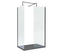 Balterley 8mm Glass Walk In Wetroom Screens With Matt Black Profile And Slate Grey Shower Tray - 1200 X 700mm