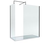 Balterley 8mm Glass Wetroom Screens Black Profile & Tray 1700 x 800mm Balterley Black