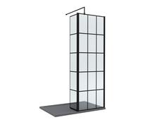 8mm Glass Wetroom Screen, Return Black Framed and Tray 1200 x 900mm Balterley Grey One Size